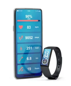 Fitness tracker synced to a smartphone